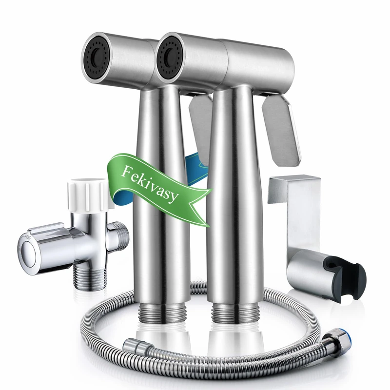 Bidet Sprayer for Toilet, Fekivasy 2 Packs Handheld Bidet Toilet Sprayer Premium Stainless Steel Bathroom Bidet Sprayer Sets Muslim Shower Diaper Sprayer Jet Spray for Toilet Wall or Toilet Mount