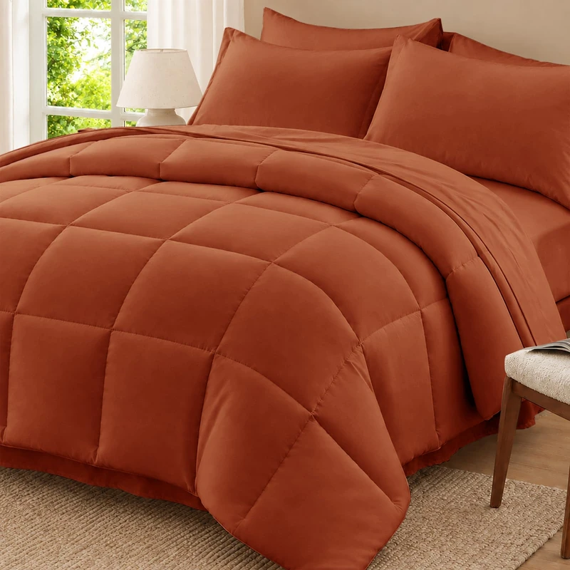 Anluoer Queen Comforter Set 7 Piece, Soft Bed in a Bag Queen Bedding Sets