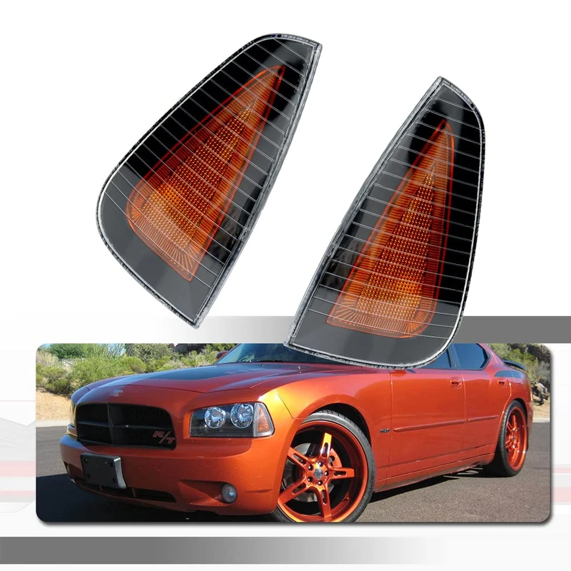 Tonsya For 2006 2007 2008 2009 2010 Dodge Charger Sxt Rt Se Srt8 Assembly Replacement OEM Front Bumper Passenger Side Marker turn signal housing Amber lens Housing