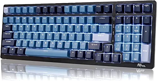 RK ROYAL KLUDGE RK98 Mechanical Gaming Keyboard Triple Mode 2.4G/BT5.1/USB-C 100 Keys Hot Swappable Linear Red Switch with Number Pad RGB Backlit 3750mAh Battery NKRO Keyboard Ergonomic,US Layout