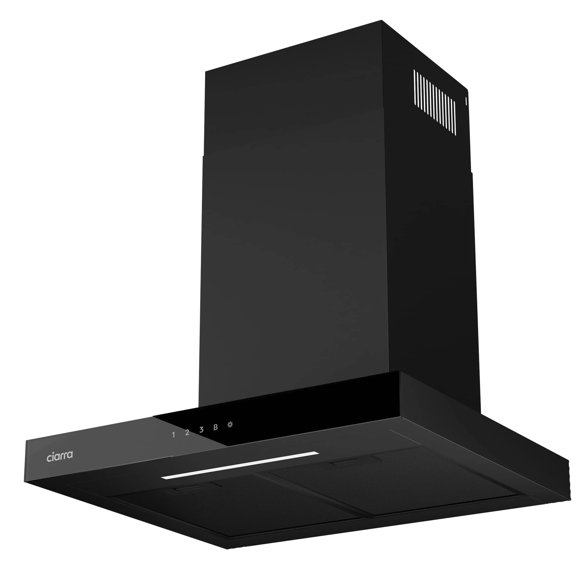 Ciarra CBCB6102 WIFI APP Touch Control Cooker Hood 60cm Recirculating&Ducting 650m³/h Black Chimney Hood with Dimmable LED Lights 4 Speed Booster Kitchen Extractor Fan with CBCF003 Carbon Filters