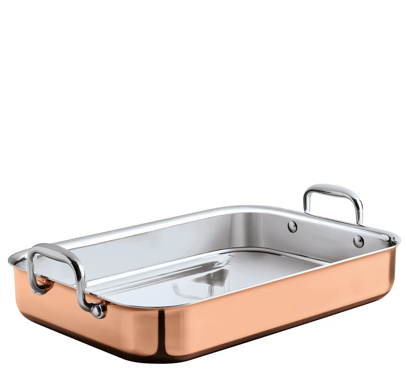 Spring CULINOX Roasting Dish Rectangular 35 x 25 cm | Height: 6 cm | 5 litres | 0.5 mm Copper Outer Layer | Rustproof Stainless Steel Layer | for All Types of Cookers Except Induction | Oven-Safe - Image 1