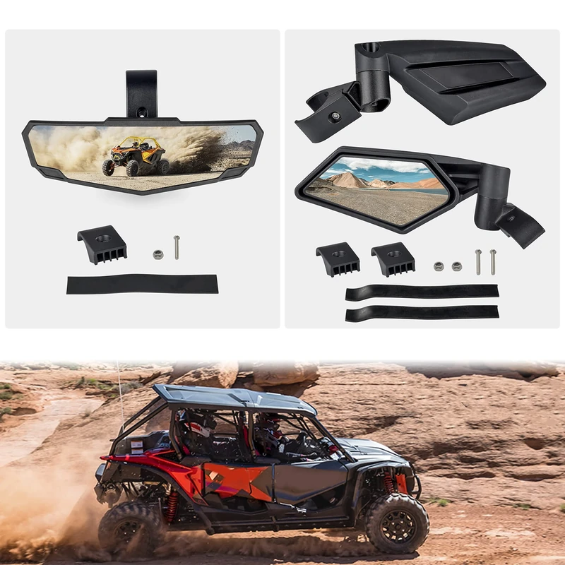 UTV Center Rear View Mirror and Side Mirrors Combo for Talon, SAUTVS Premium Convex Center Mirror and Adjustable Folding Side Mirrors for Honda Talon 1000X 1000R 2019+/ 1000 X-4 2020+ Accessories