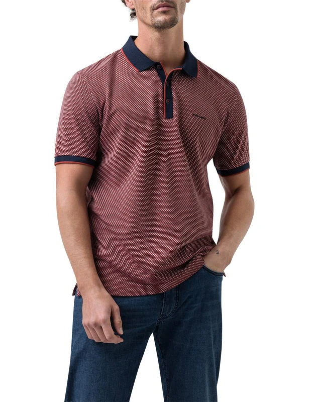 Pierre Cardin Men's Jacquard Polo Shirt, Chili Oil, XXXX-Large - Image 1