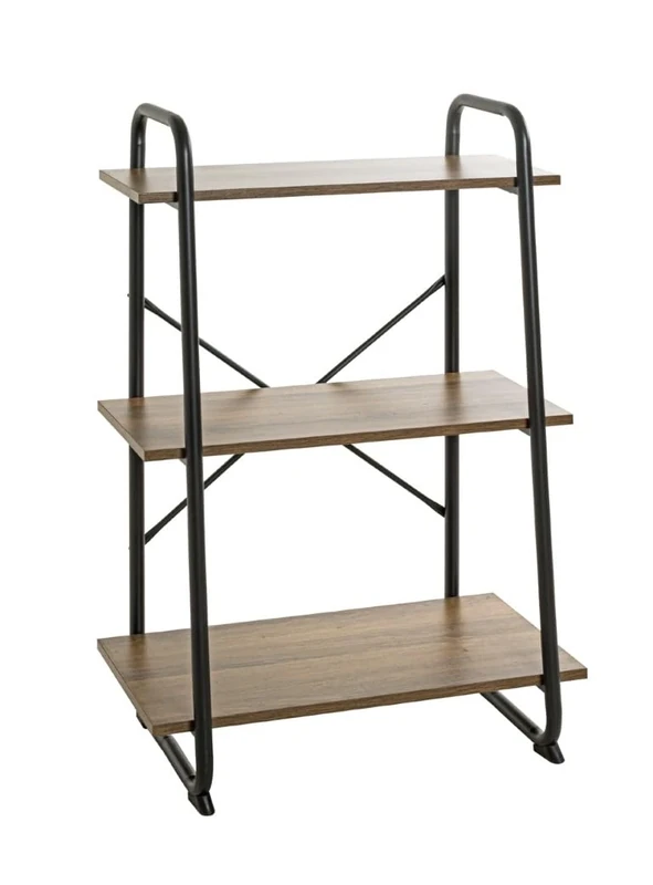 HAKU Möbel Rack Oak, Black, Metal, Particleboard - Size: W 60 cm X H 93 cm X D 36 cm, Style: Modern