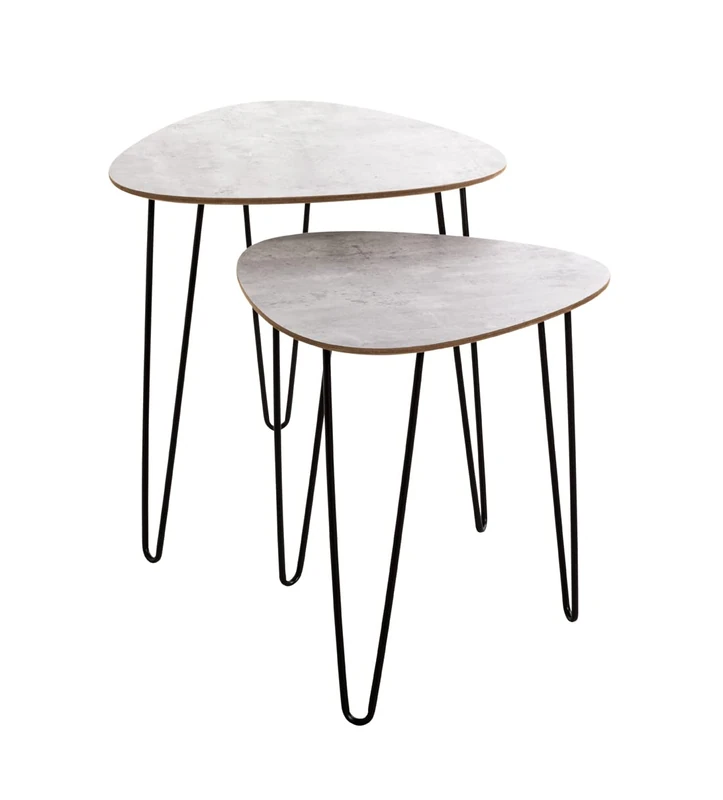 HAKU Möbel Side table set of 2, MDF, black concrete look, W 40 x D 40 x H 43 cm/W 48 x D 48 x H 48 cm