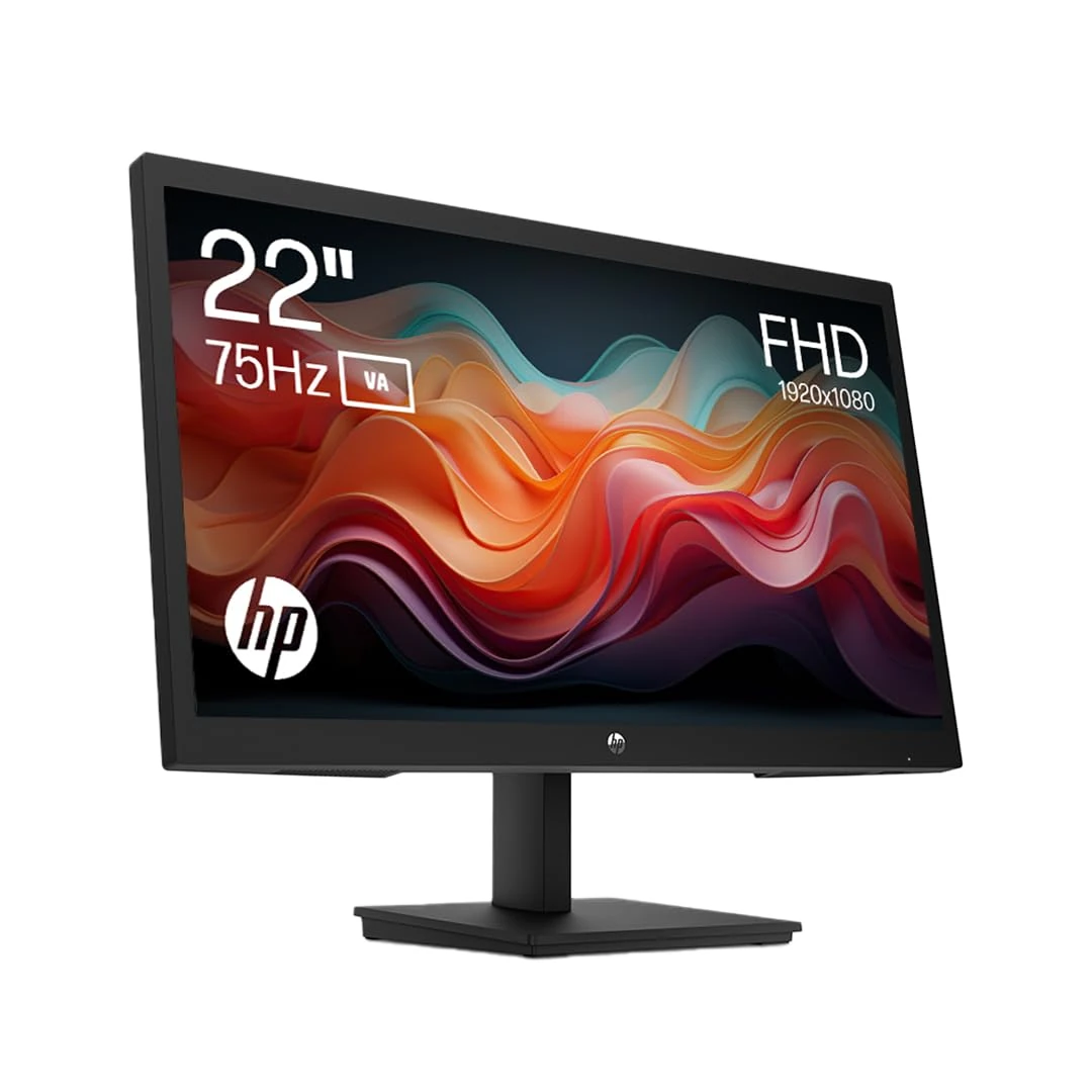 HP 22 Inch FHD Monitor - V22ve G5, Full HD VA, 75hz Refresh Rate, 1x HDMI, 1 x VGA, Low Blue Light Mode, Anti-glare, Tilt Adjustment, VESA Mountable, Black