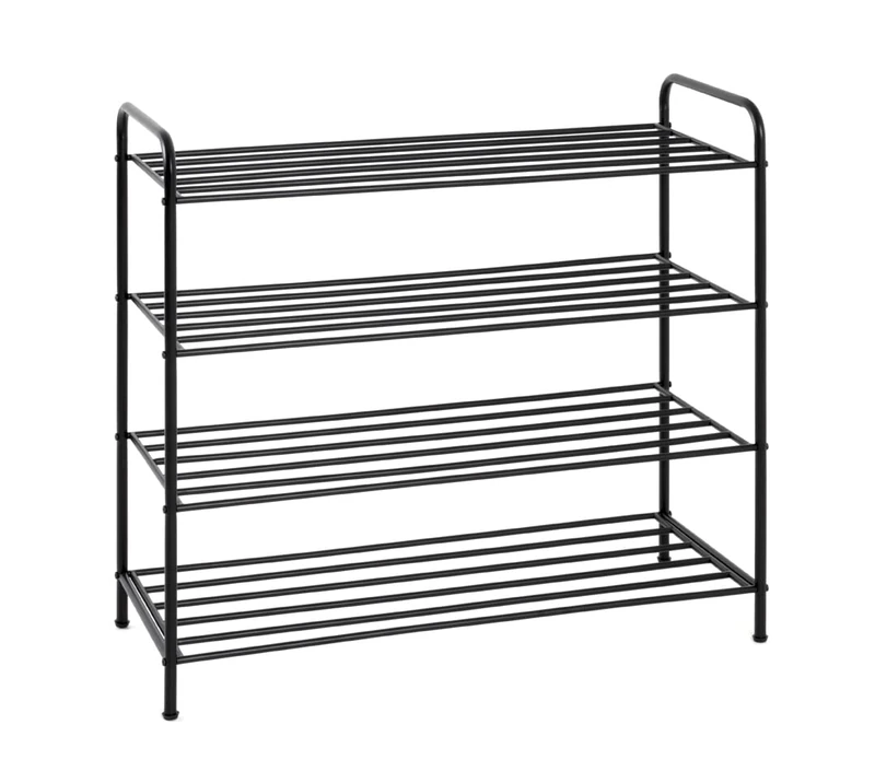 HAKU Shoe-Rack Black, Metal - Dim.: W 83 cm X H 78 cm X D 35 cm, Style: Modern