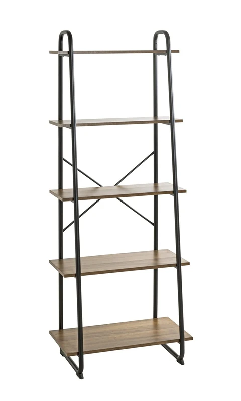 HAKU Möbel Rack Oak, Black, Metal, Particleboard - Size: W 60 cm X H 164 cm X D 36 cm, Style: Modern