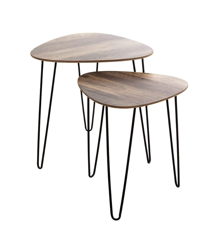 HAKU Möbel Side table set of 2, MDF, black oak, W 40 x D 40 x H 43 cm/W 48 x D 48 x H 48 cm