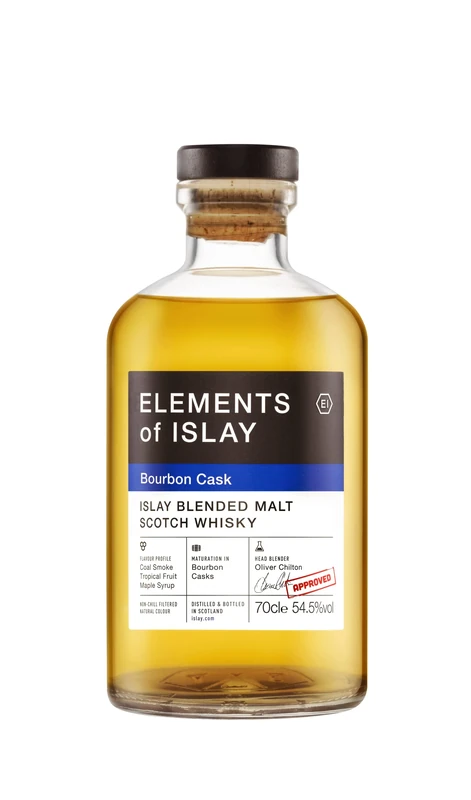 Elements of Islay Blended Malt Whisky - Bourbon Cask | 70 cl | 54.5 percent | Rich & Spicy | Notes of Dried Autumn Fruit, Dark Chocolate & Peat Smoke | Perfect for Gifting