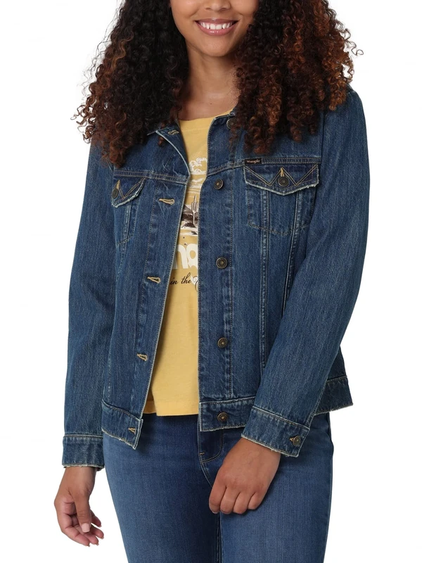 Wrangler Women's Relaxed Fit Memory Maker Jean Jacket, Dirt Road, XL