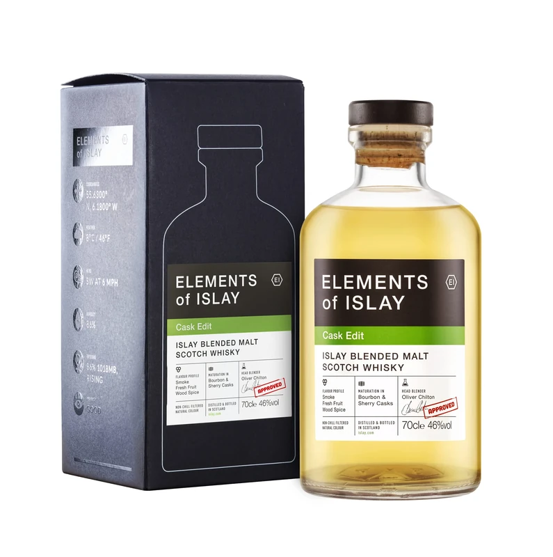 Elements of Islay Blended Malt Whisky - Cask Edit | 70 cl | 46 percent | Notes of Fresh Fruit, Wood Spice & Refined Peat Smoke | Perfect for Gifting
