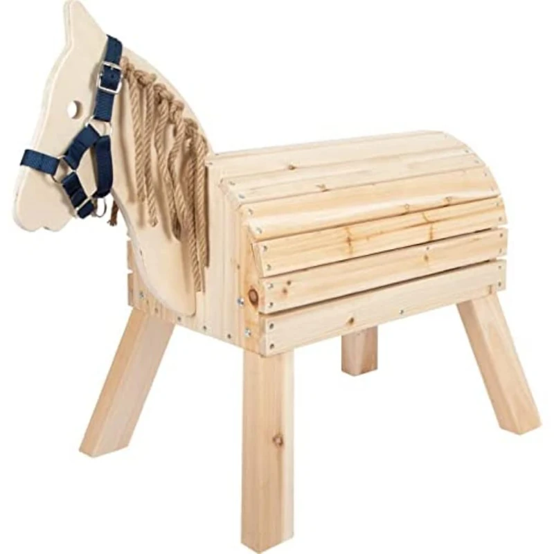small foot Compact Wooden Horse, riding horse with head collar for kids aged 3+ years, for inside & outside, 12313