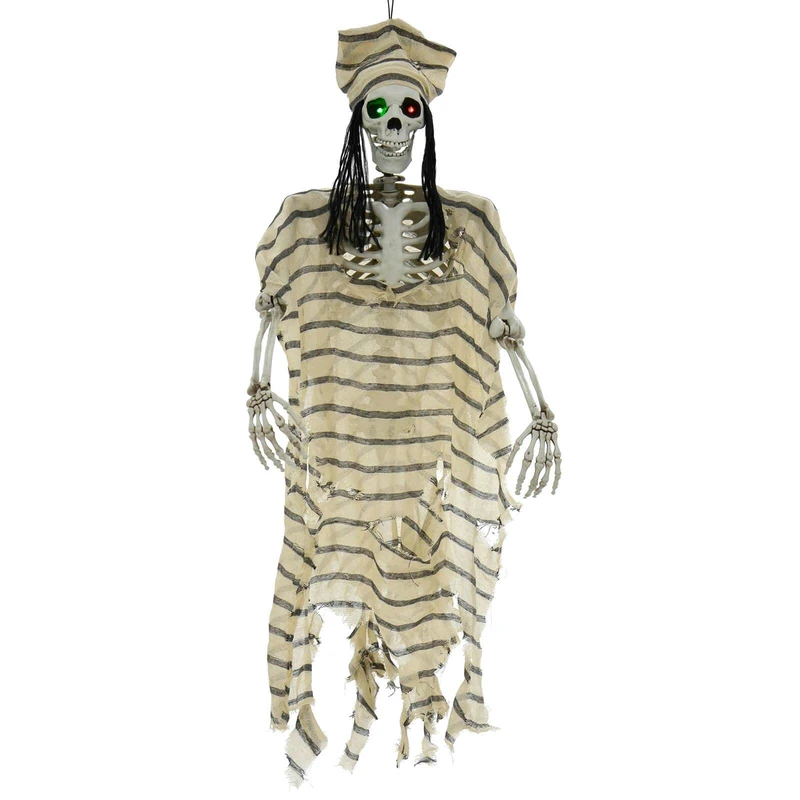 Hanging Pirate Ghost Light Up Eyes Halloween Decoration Skeleton Poseable Joints 5ft