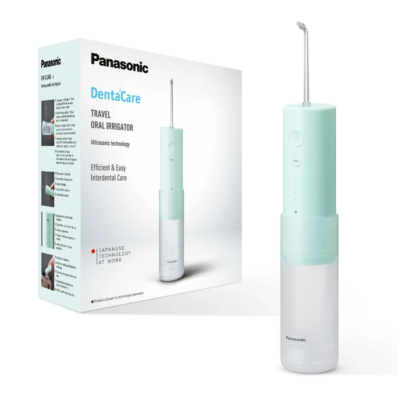 Panasonic EW-DJ4B-G Travel Oral Irrigator, Rechargeable with Ultrasonic Technology, 150 ml Water Tank, Fast Charging in 1 Hour