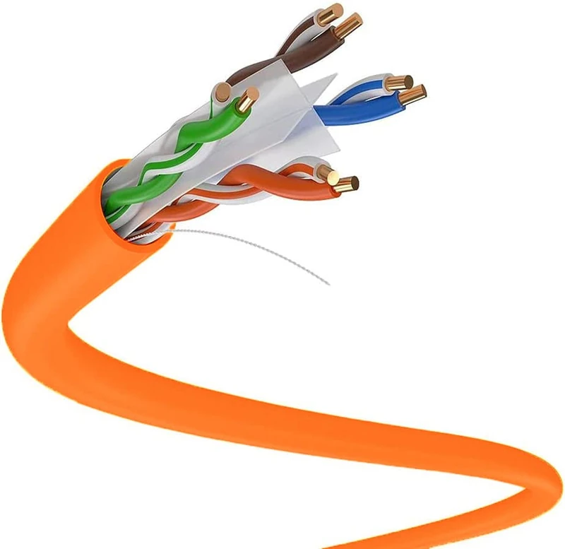 Dripstone CAT6 1000ft UTP Solid Cable 23AWG LAN Network Ethernet RJ45 Wire, Orange