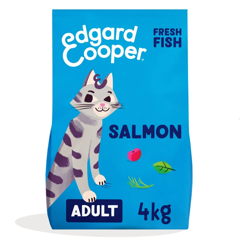 Edgard Cooper Grain Free Dry Cat Food, Salmon 4kg, Natural Cat Kibble for Adult Cats with Fresh Meat Amino Acids, GlutenFree, High Protein, No Added Sugar