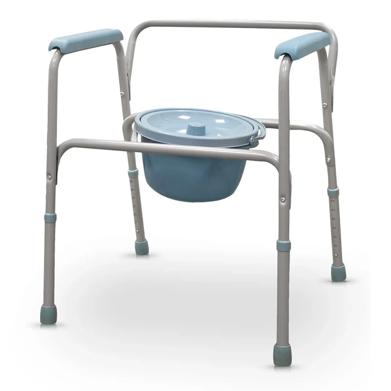 QUIRUMED Toilet Chair for Technical Aids, Toilet Chair, Aluminium, PVC, Height Adjustable, with Removable Toilet, for Elderly, for the Disabled