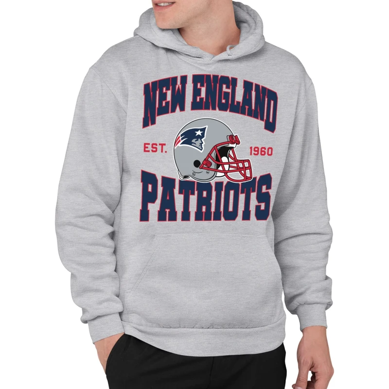 Junk Food Clothing x NFL - New England Patriots - Team Helmet - Adult Pullover Hooded Sweatshirt for Men and Women - Size Large