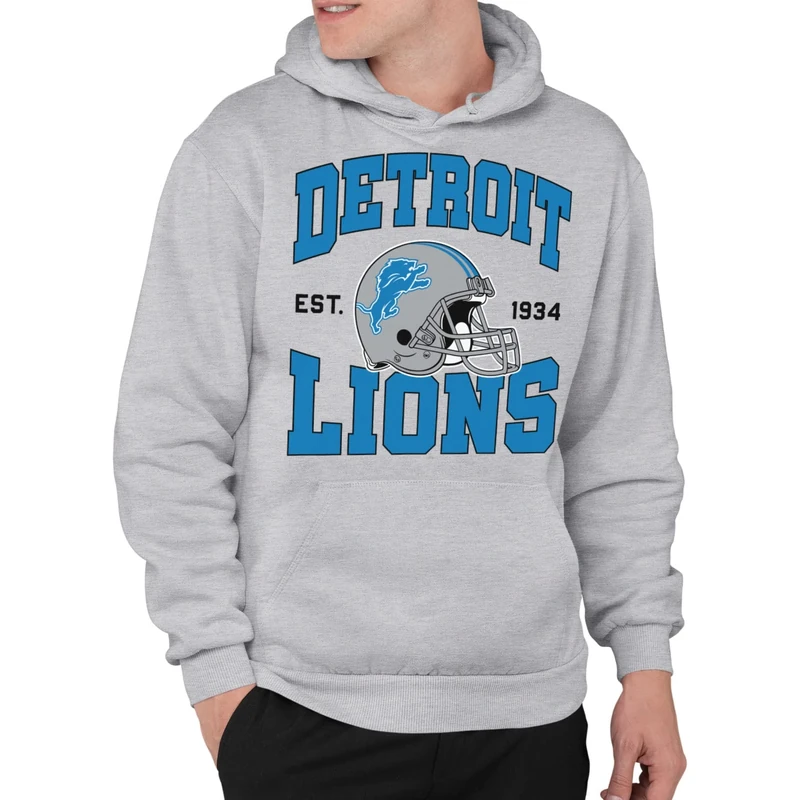 Junk Food Clothing x NFL - Team Helmet - Pro Football Adult Pullover Hooded Fleece Sweatshirt for Men and Women - Grey