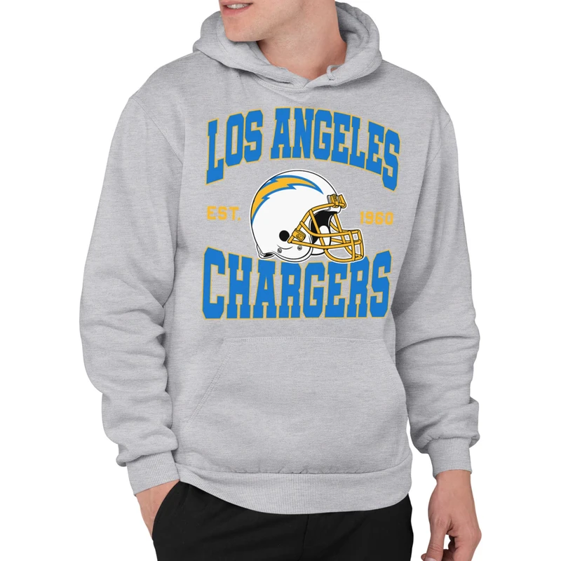 Junk Food Clothing x NFL - Los Angeles Chargers - Team Helmet - Adult Pullover Hooded Sweatshirt for Men and Women - Size Medium - Image 1