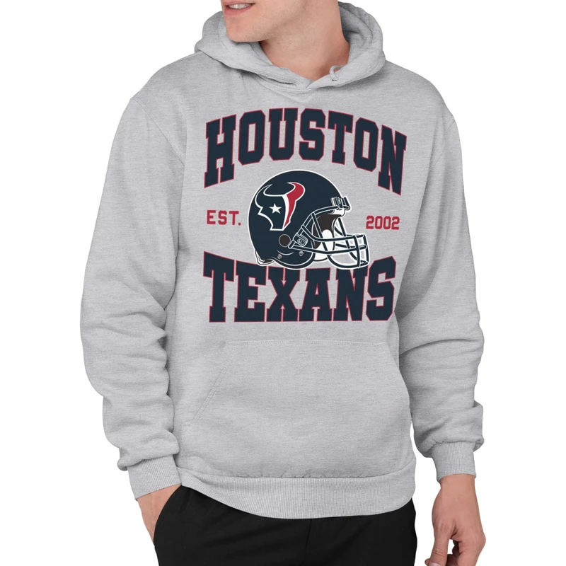 Junk Food Clothing x NFL - Houston Texans - Team Helmet - Adult Pullover Hooded Sweatshirt for Men and Women - Size 2 X-Large