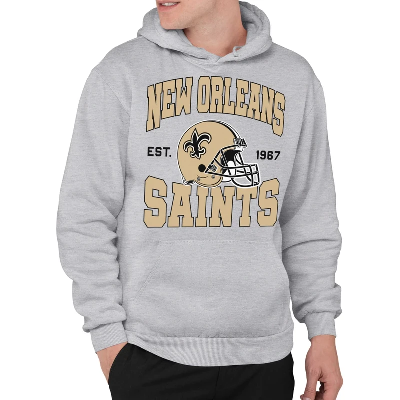Junk Food Clothing x NFL - Team Helmet - Pro Football Adult Pullover Hooded Fleece Sweatshirt for Men and Women - Grey