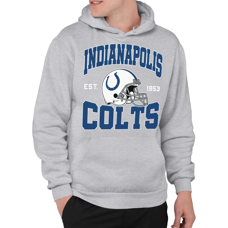 Junk Food Clothing x NFL - Team Helmet - Pro Football Adult Pullover Hooded Fleece Sweatshirt for Men and Women - Grey