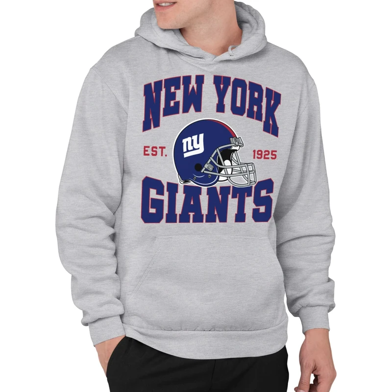 Junk Food Clothing x NFL - New York Giants - Team Helmet - Adult Pullover Hooded Sweatshirt for Men and Women - Size 2 X-Large