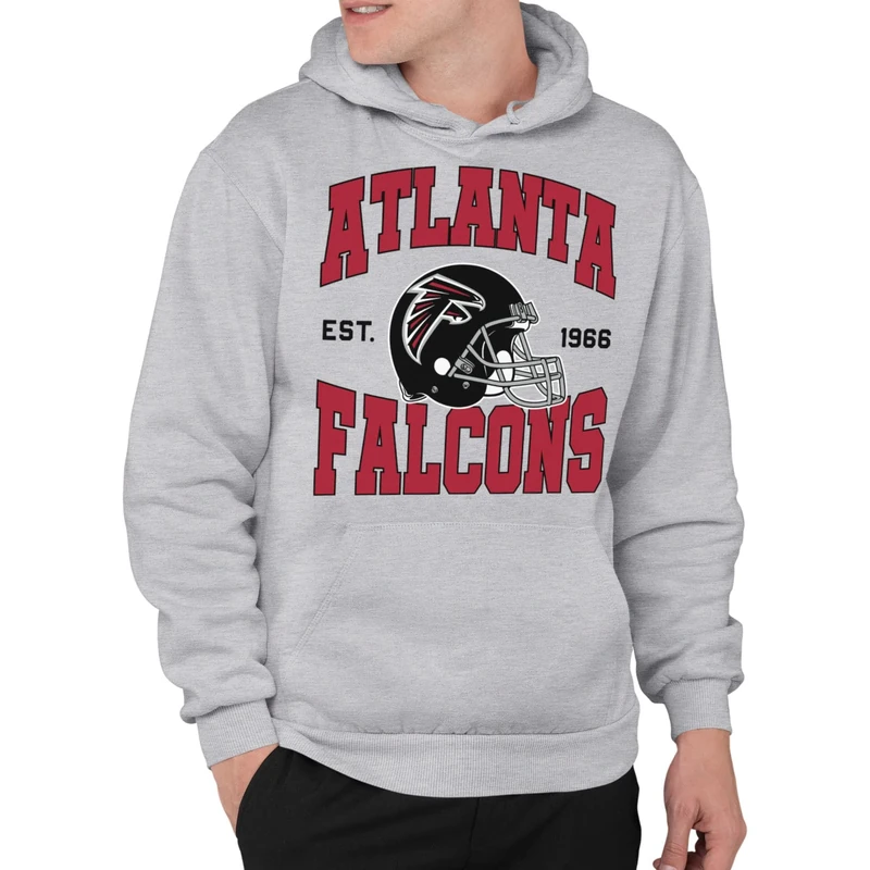 Junk Food Clothing x NFL - Atlanta Falcons - Team Helmet - Adult Pullover Hooded Sweatshirt for Men and Women - Size Medium