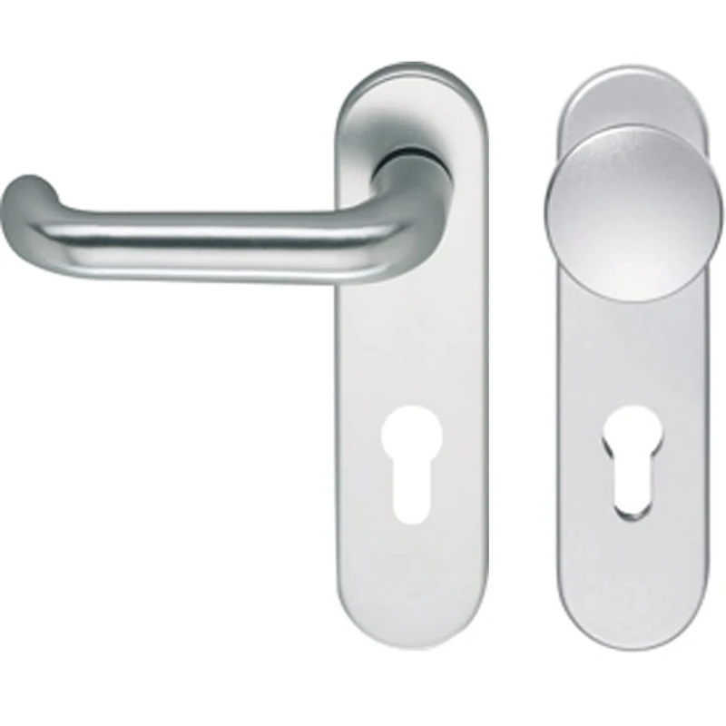 ECO D 110/KS Safety Change Set Door knob and Door Handle on Short Plate PZ 72, Stainless Steel
