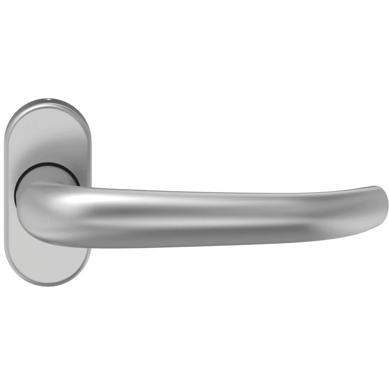 ECO D 410 FS Door Handle on Oval Rosette Door Handle for Fire Doors Anodised Aluminium Silver