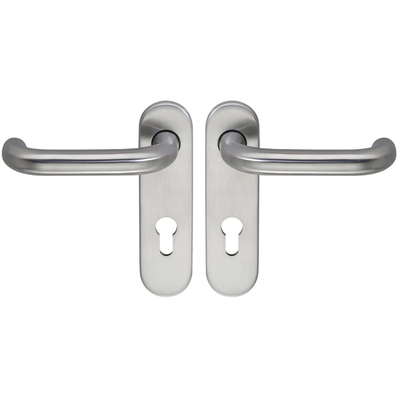 ECO D110/KS Handle Set with Short Plate PZ for Escape Doors, Door Thickness 40-66 mm, Door Handle Aluminium Silver Anodised