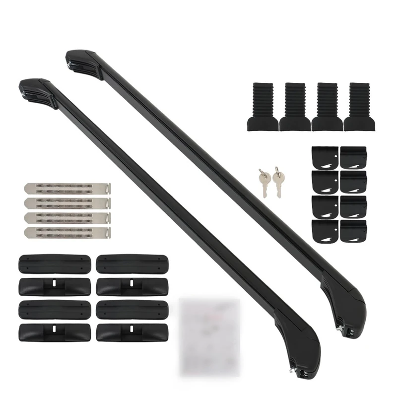 Silscvtt 2Pcs 43 Inch Universal Car Top Roof Cross Bar Luggage Cargo Rack Adjustable Window Frame Aluminum Black