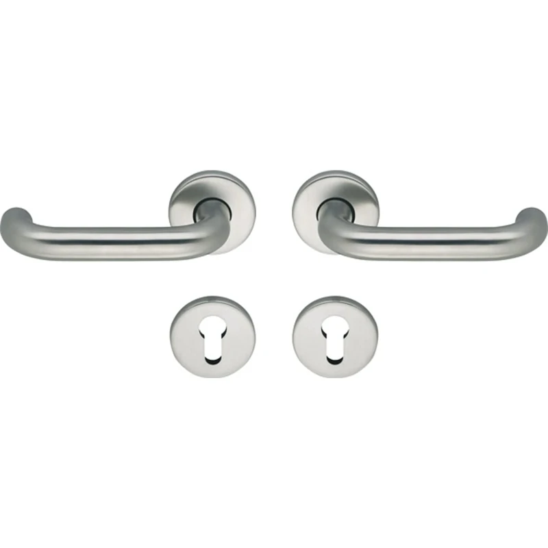ECO D110/R Handle Set with Rosettes PZ for Escape Doors Door Thickness 40-66 mm Aluminium Silver Anodised