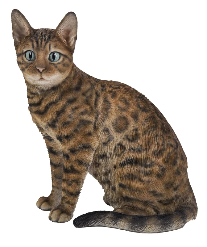 HiLine Gift Ltd. Sitting Bengal Cat Statue,Brown