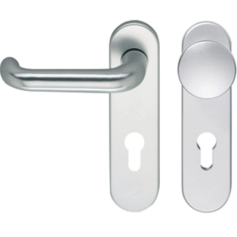 ECO D 110/KS Safety Door Knob and Door Handle on Short Plate PZ 72 Aluminium Silver Anodised