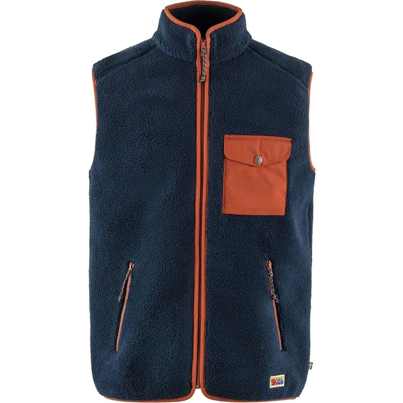 FJALLRAVEN 87073-560-215 Vardag Pile Fleece Vest M Sports vest Men's Navy-Autumn Leaf Size XS