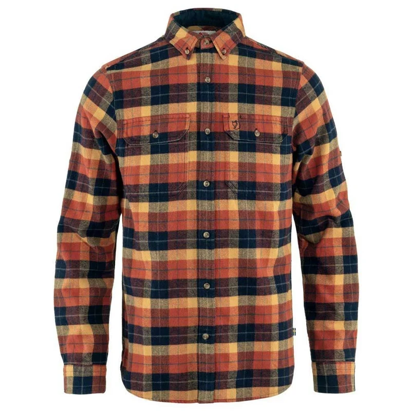 Fjallraven 81373-215-555 Singi Heavy Flannel Shirt M Shirt Men's Autumn Leaf-Dark Navy Size M