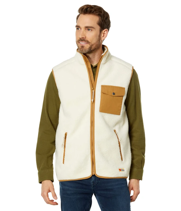 Fjallraven 87073-113-232 Vardag Pile Fleece Vest M/Vardag Pile Fleece Vest M Sweatshirt Men's Chalk White-Buckwheat Brown Size L - Image 1
