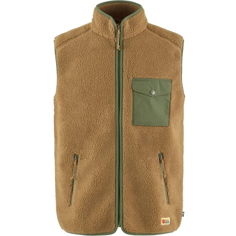 FJALLRAVEN 87073-232-625 Vardag Pile Fleece Vest M Sports vest Men's Buckwheat Brown-Laurel Green Size XS