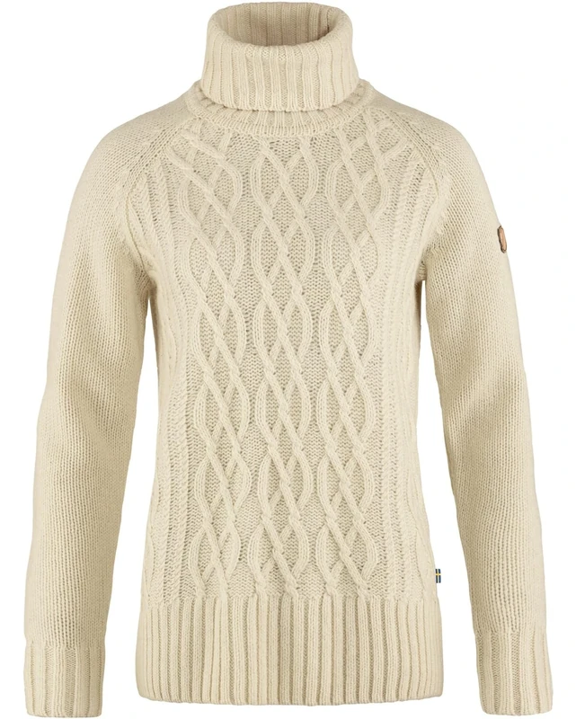 Fjallraven 84793-113 Övik Cable Knit Roller Neck W/Övik Cable Knit Roller Neck W Sweatshirt Women's Chalk White Size XL