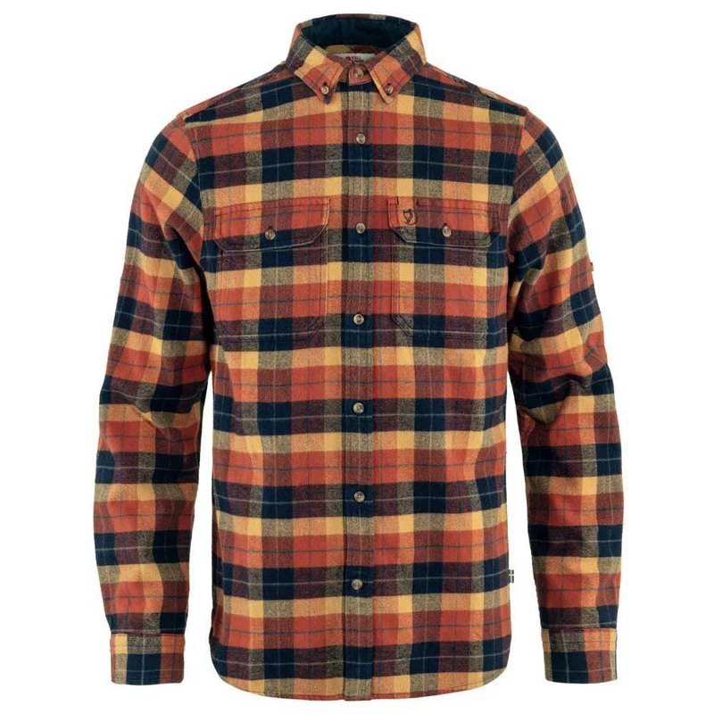 Fjallraven 81373-215-555 Singi Heavy Flannel Shirt M Shirt Men's Autumn Leaf-Dark Navy Size S