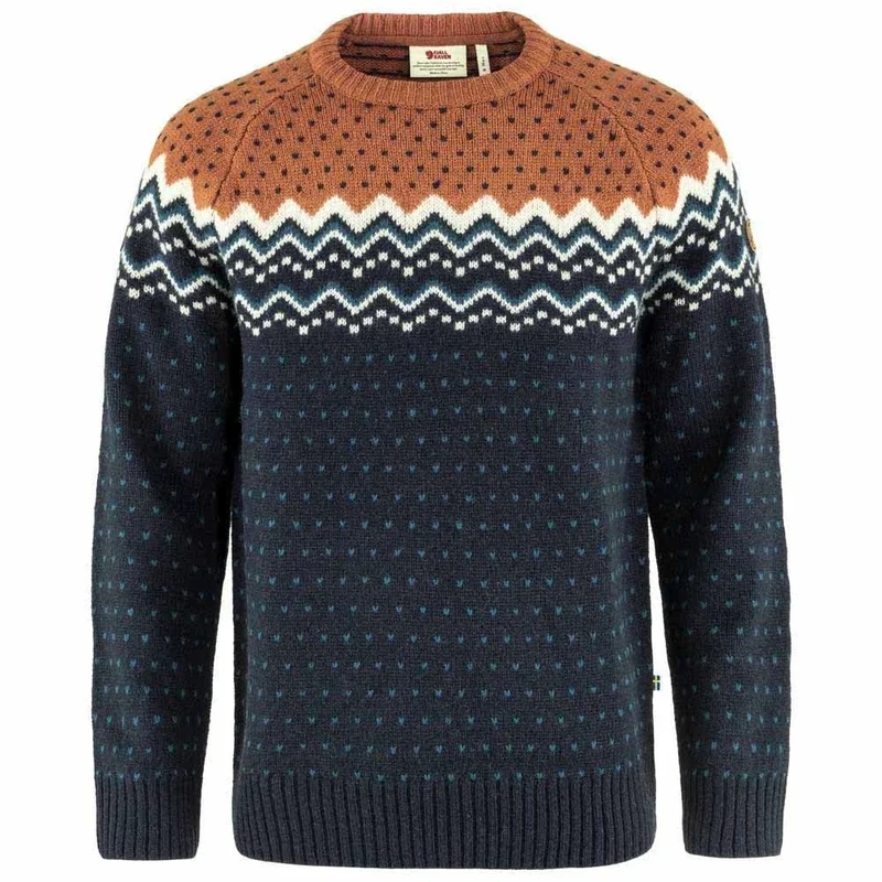 Fjallraven 81829-555-243 Övik Knit Sweater M/Övik Knit Sweater M Sweatshirt Men's Dark Navy-Terracotta Brown Size M