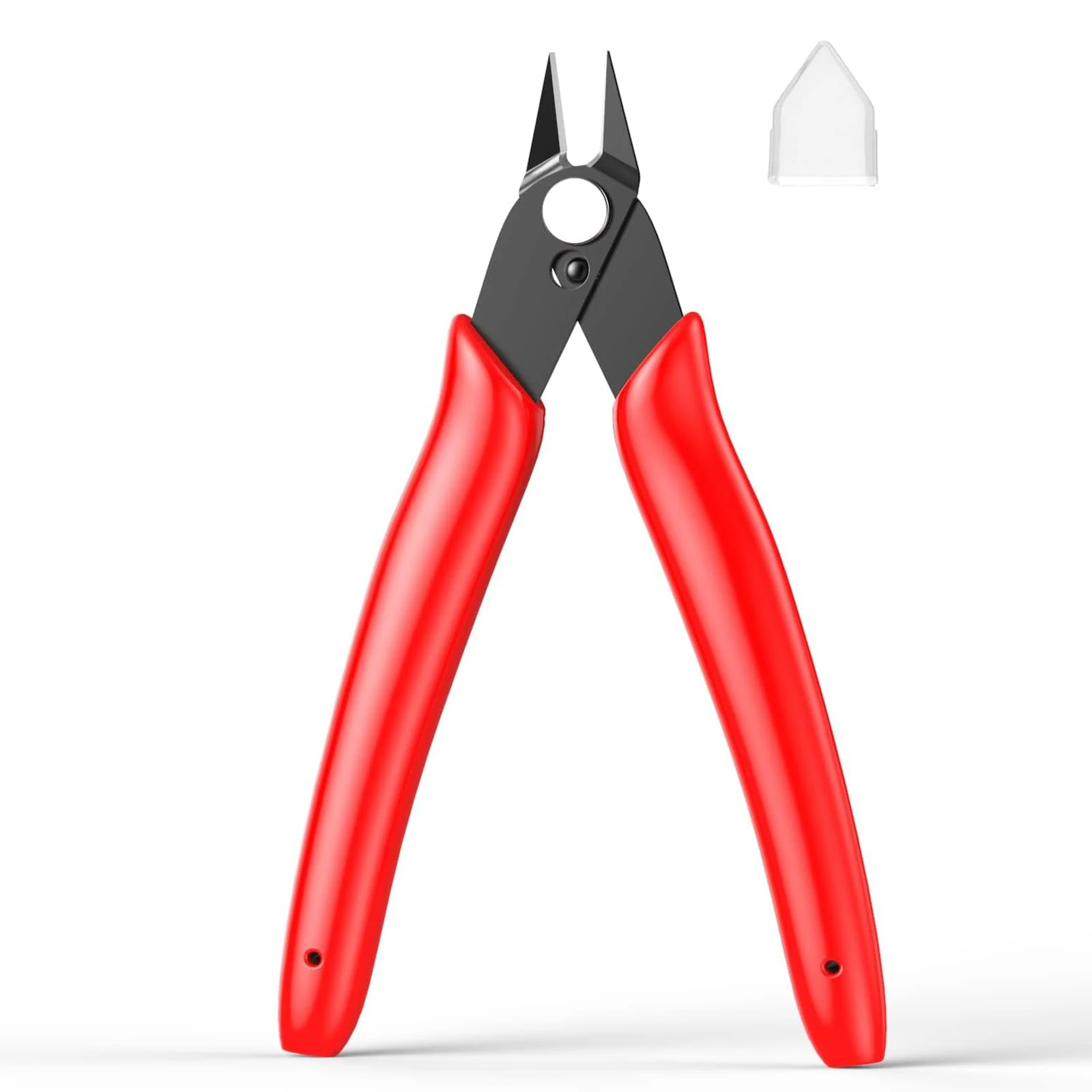 BOENFU Cable Tie Flush Cutter Small Wire Cutters 5 Inch Precision Wire Clippers Hobby Snips Side Cutting Pliers for Jewelry Making, Electronics, Red