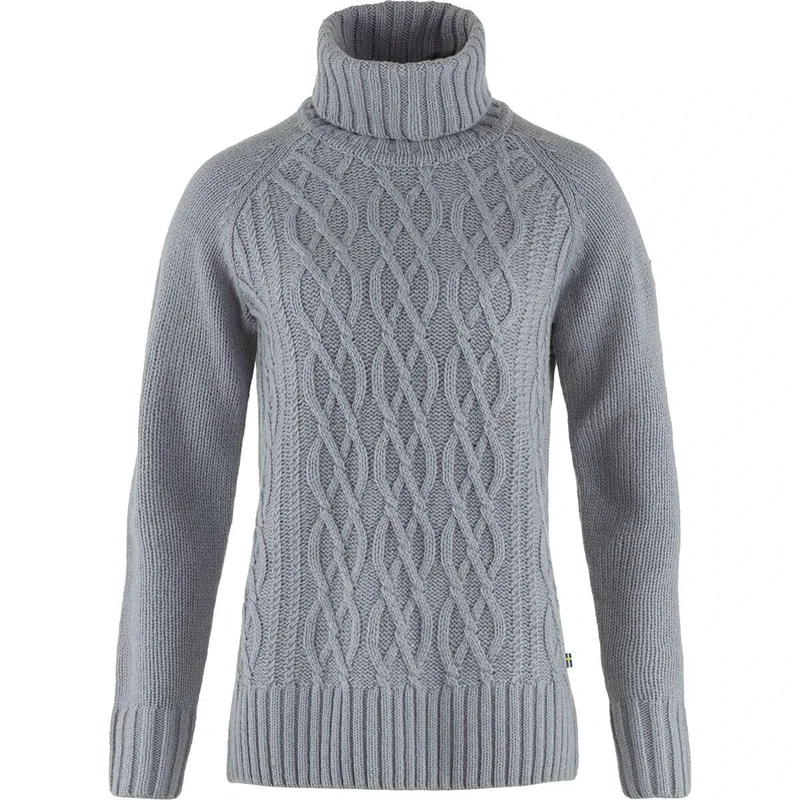 Fjallraven 84793-055 Övik Cable Knit Roller Neck W Sweatshirt Women's Flint Grey Size M