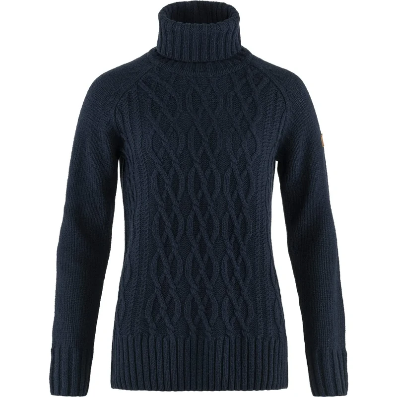 Fjallraven 84793-555 Övik Cable Knit Roller Neck W Sweatshirt Women's Dark Navy Size M
