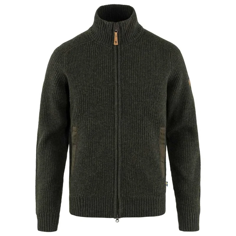 FJALLRAVEN 87071-633 Övik Zip Cardigan Knit M Sweatshirt Men's Dark Olive Size XS