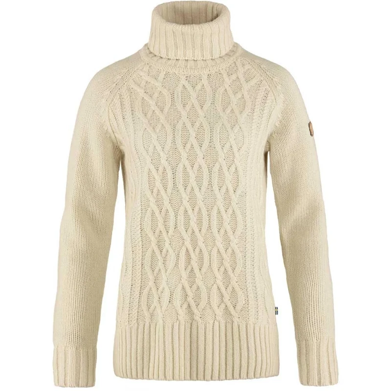 Fjallraven 84793-113 Övik Cable Knit Roller Neck W/Övik Cable Knit Roller Neck W Sweatshirt Women's Chalk White Size XS